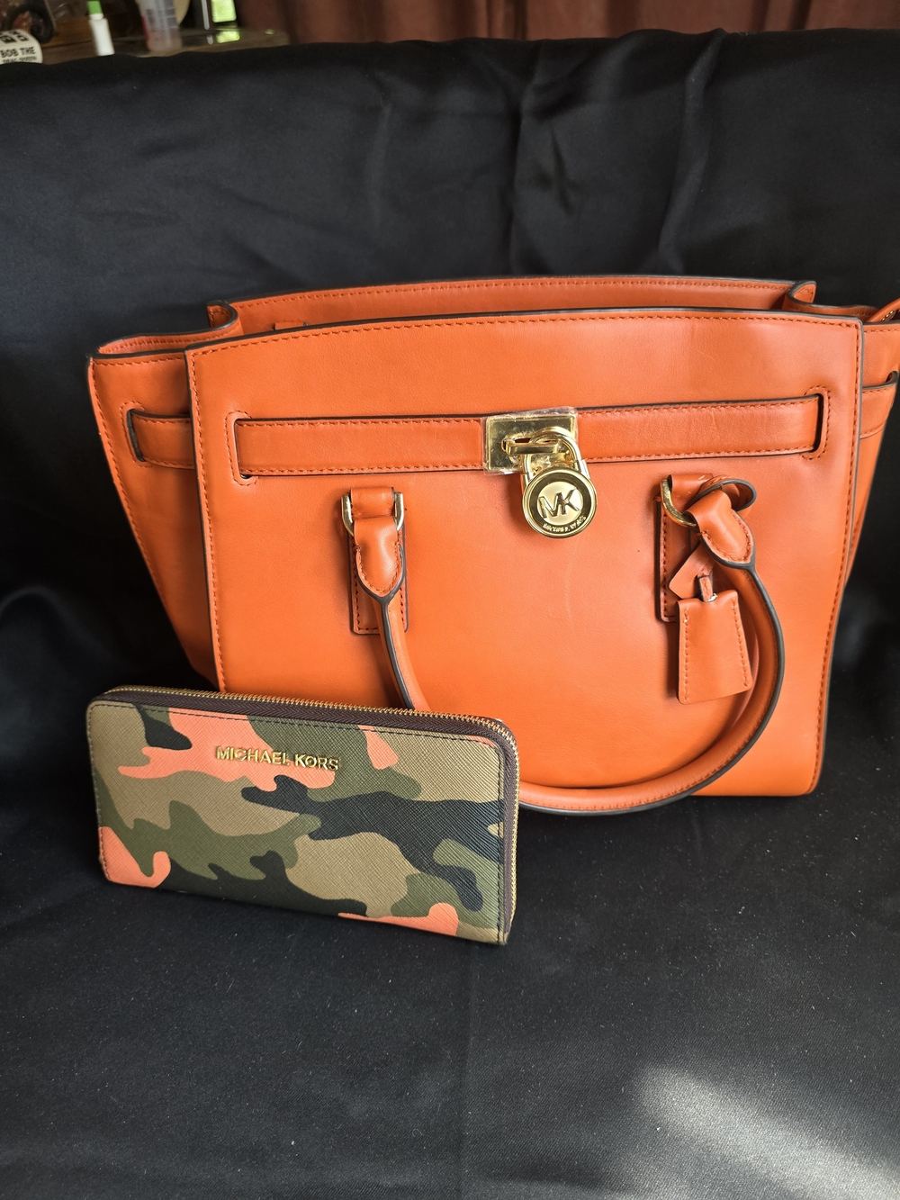 Michael Kors Orange Leather Tote with Gold Hardware